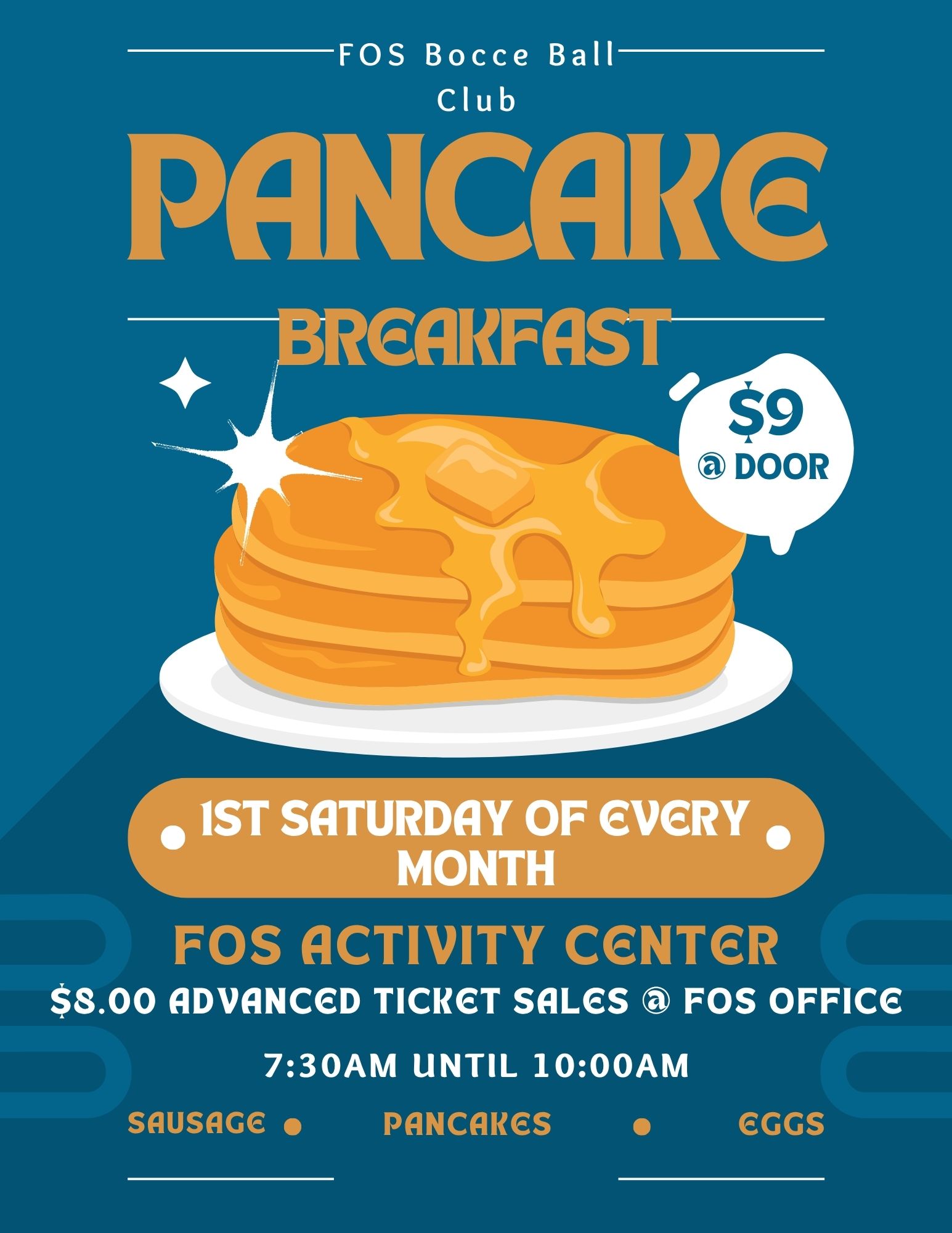 Pancake Breakfast Dec-April 1st sat every month