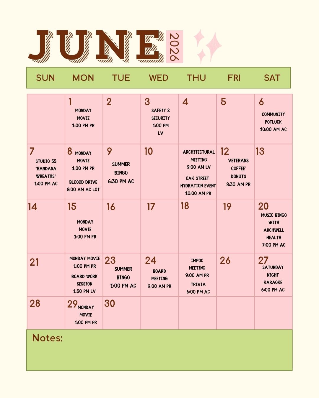 Pink and Green Simple June Calendar Instagram Post (1)