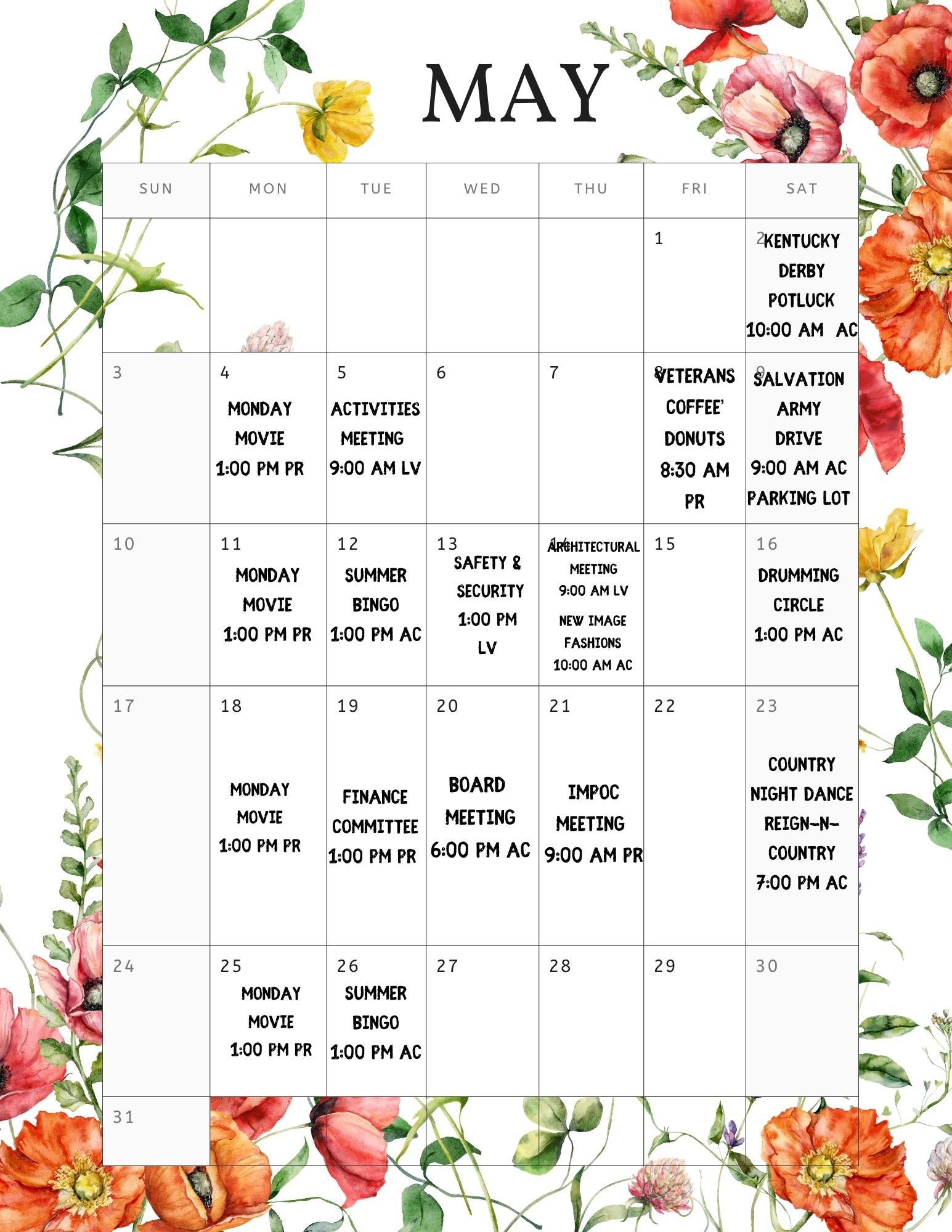 White Orange Watercolor Illustrated May 2026 Calendar Planner Document (Real Estate Flyer) (2)
