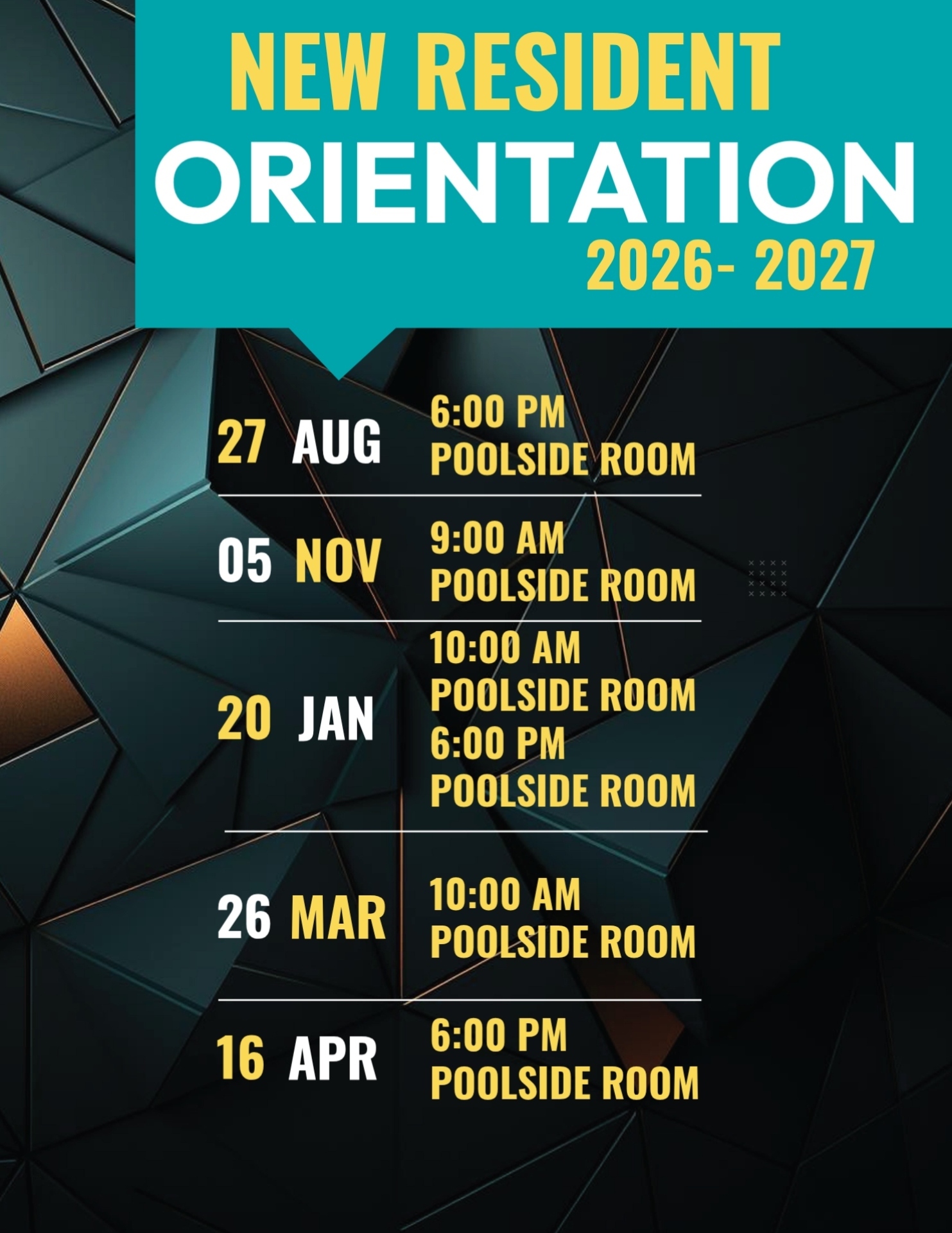 2026 - 2027 New Resident Orientation