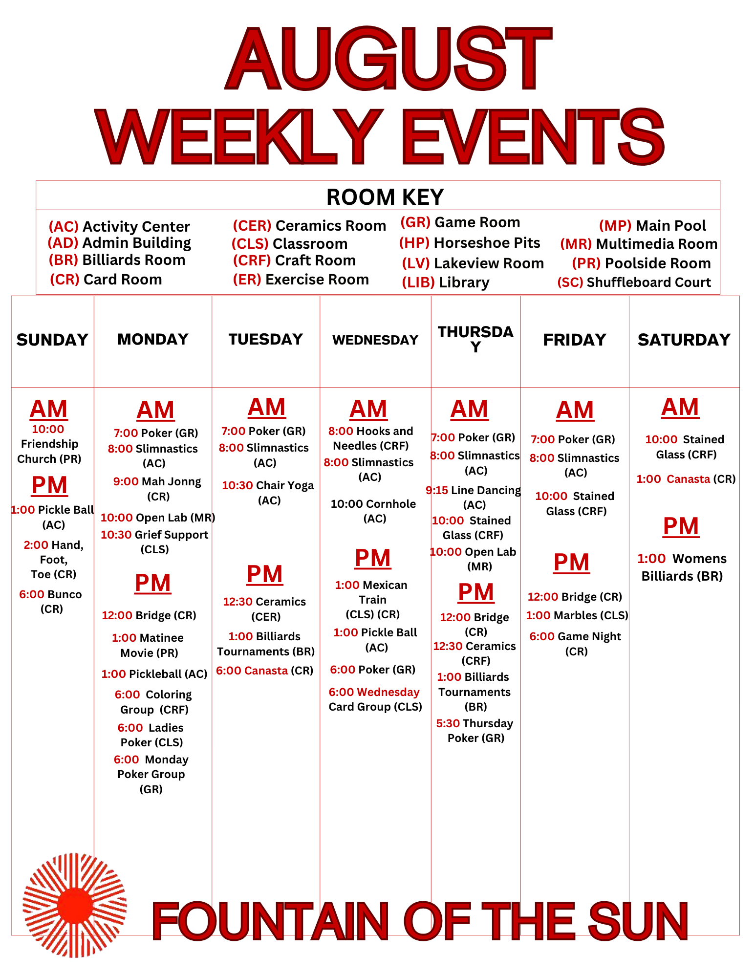 August 2026 Weekly