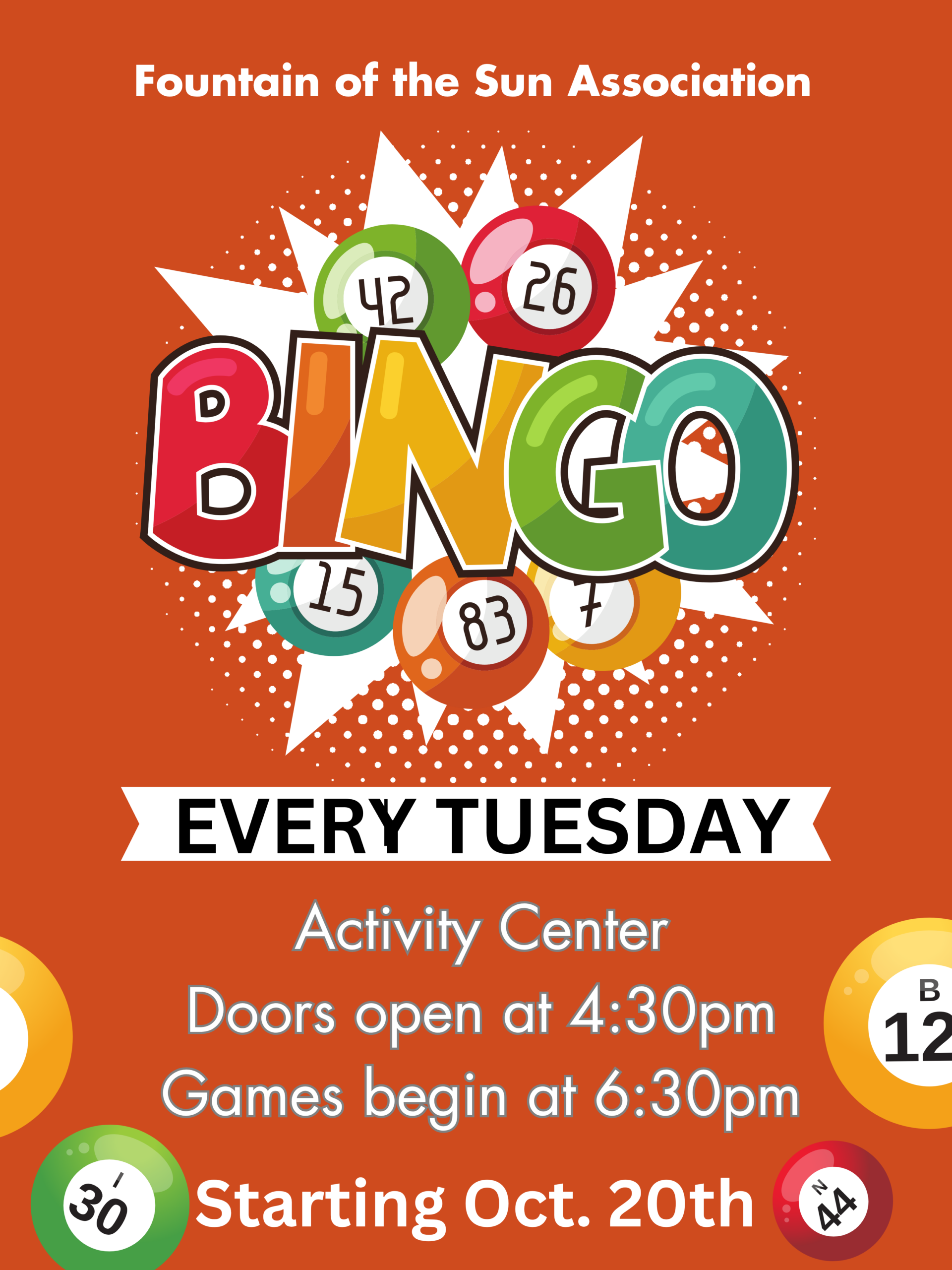 Orange And White Modern Illustration Bingo Poster